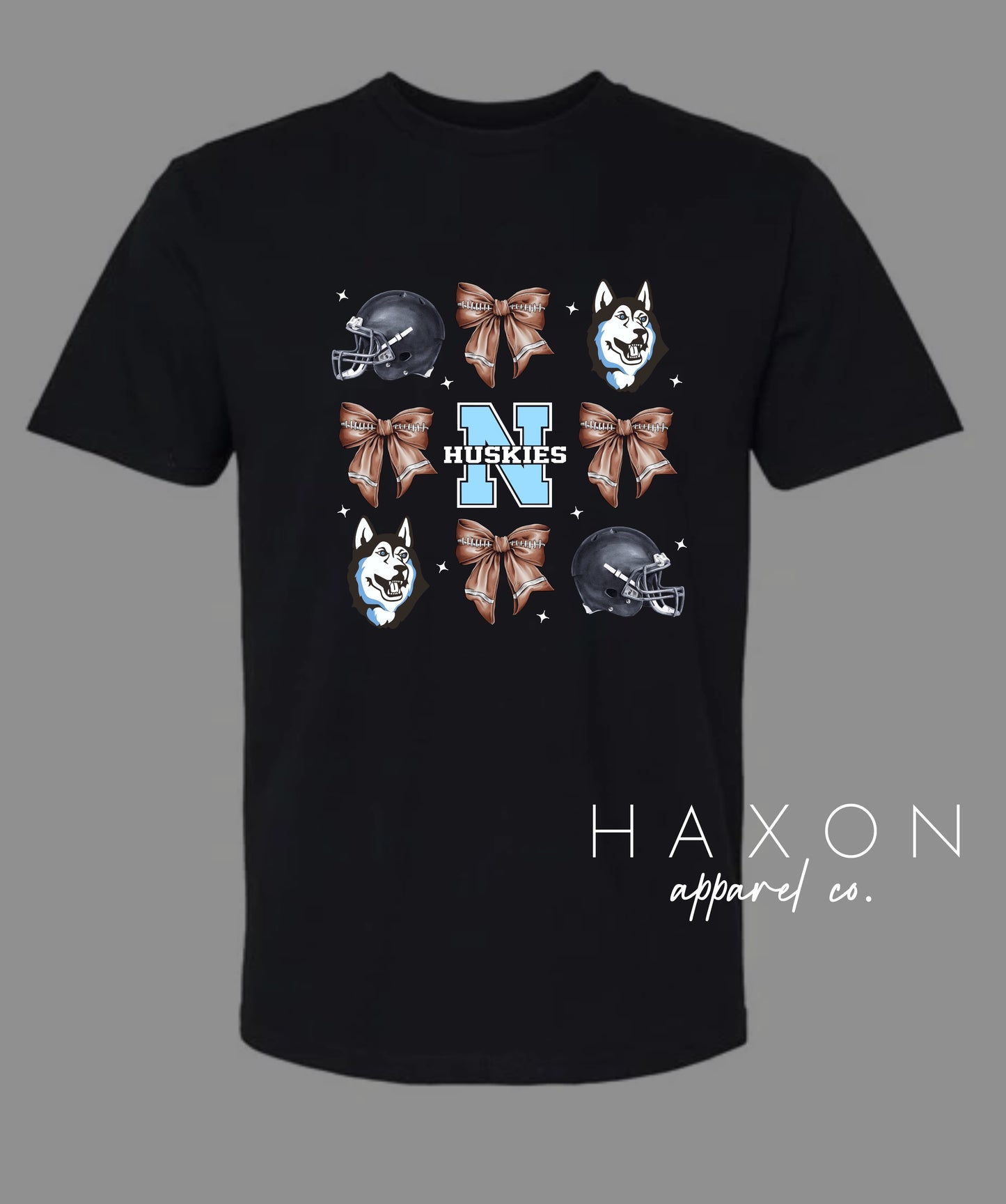 NORTH HUSKIES FOOTBALL BOWS tee