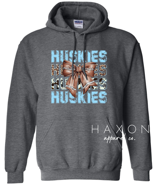 HUSKIES Animal Print/FOOTBALL BOW Hoodie