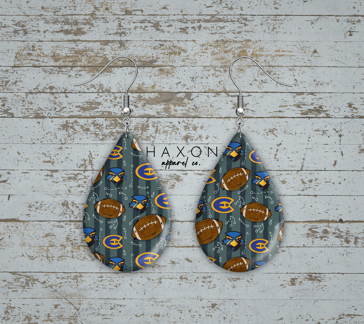 BluGold Football Earrings