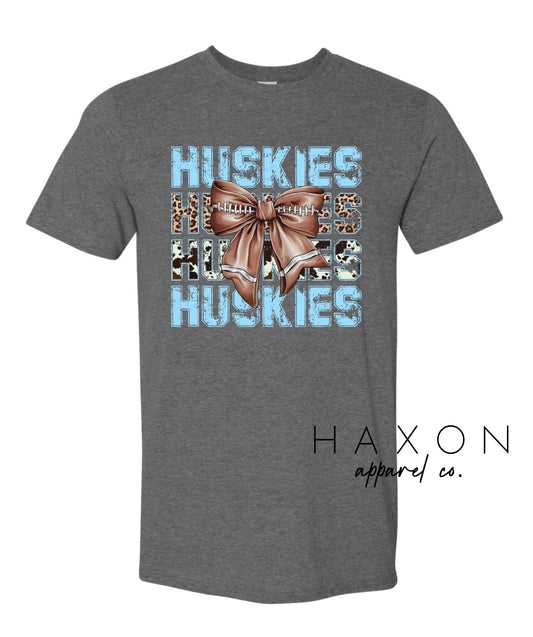 HUSKIES Animal Print/FOOTBALL BOW tee