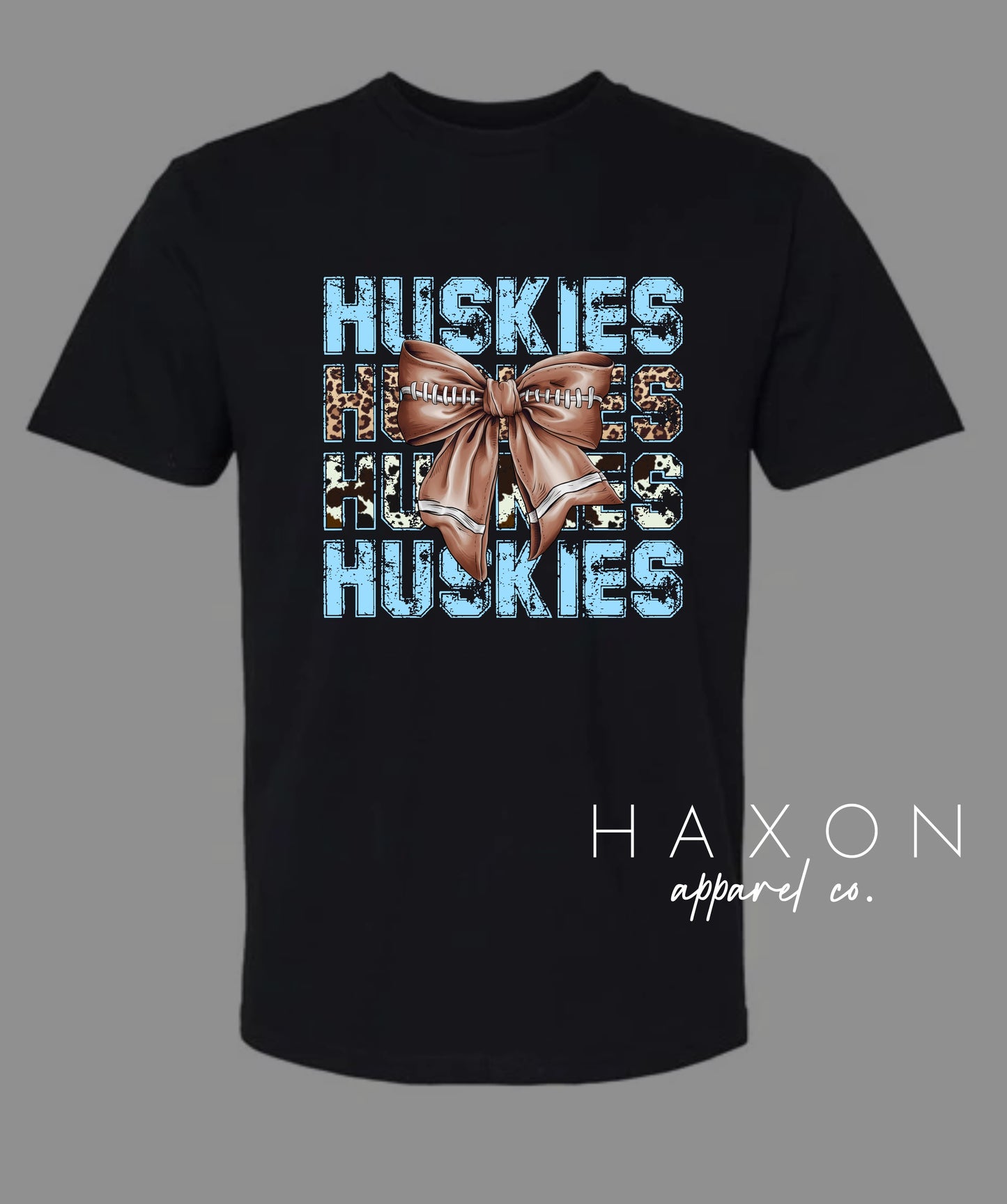 HUSKIES Animal Print/FOOTBALL BOW tee